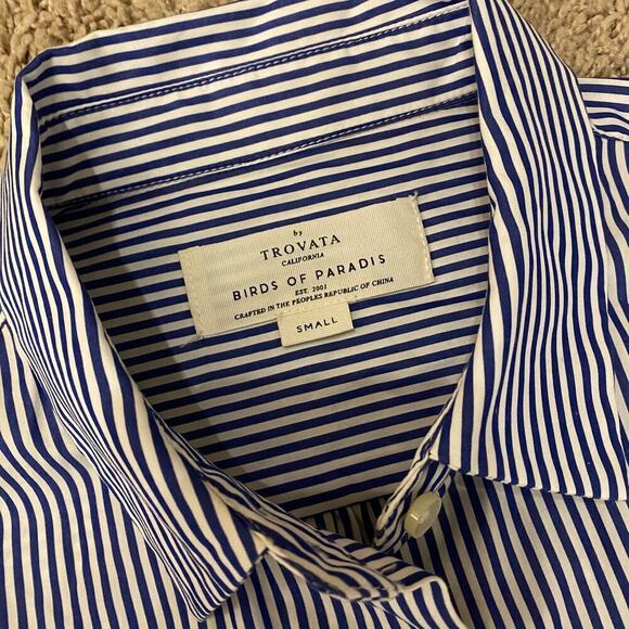 Trovata Birds Of Paradis Bell Flare Seersucker Striped Button Shirt tunic Size S - Picture 7 of 7